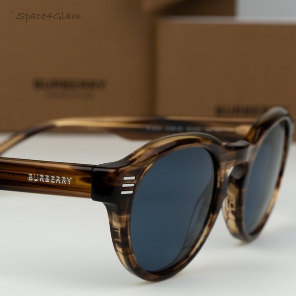 BRAND NEW Burberry BE4404 409680 Brown Dark Blue Oval Unisex Sunglasses BE 4404 - Picture 1 of 7